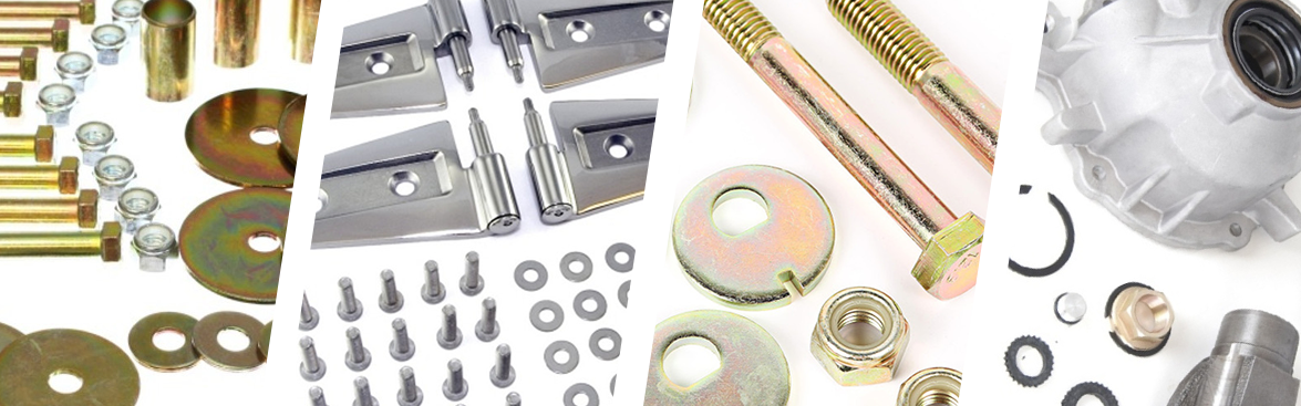 Photo collage of various hardware for automotive use.