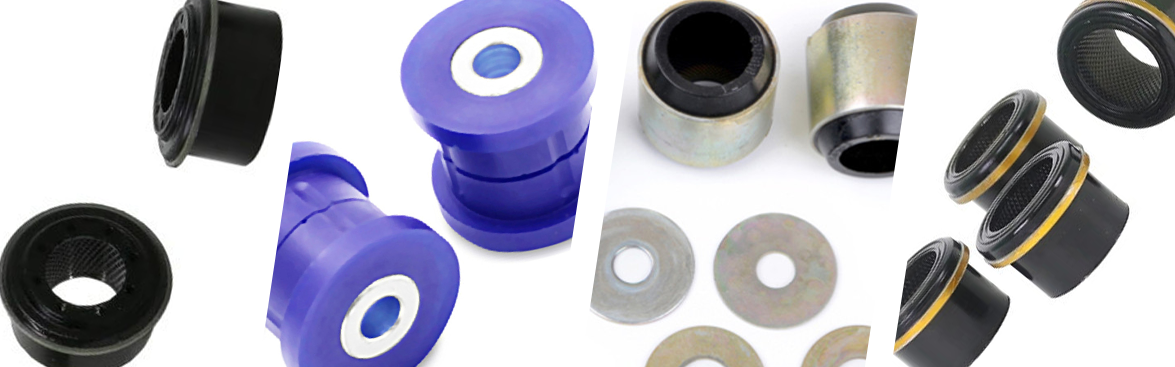 Photo collage of suspension arm bushings.