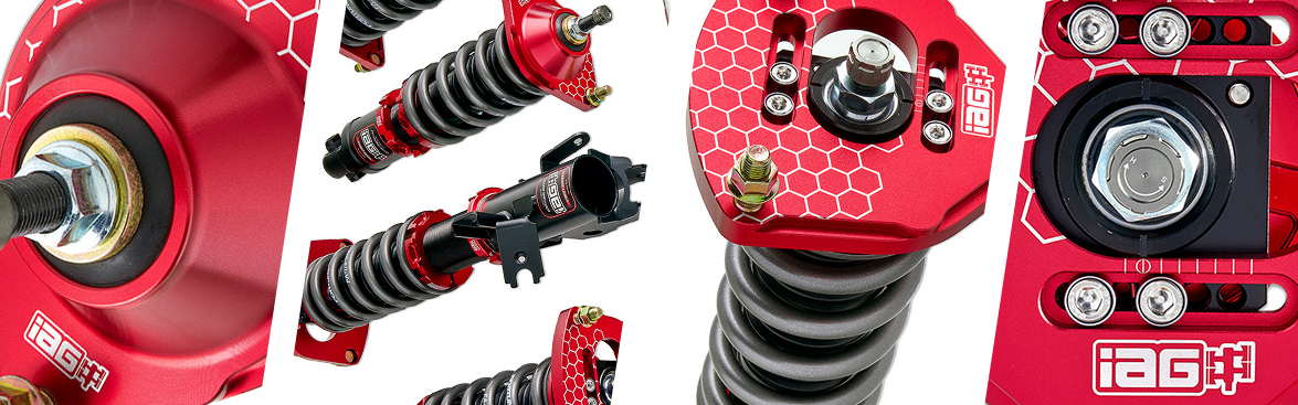 Photo collage of IAG coilovers for Subaru BRZ.