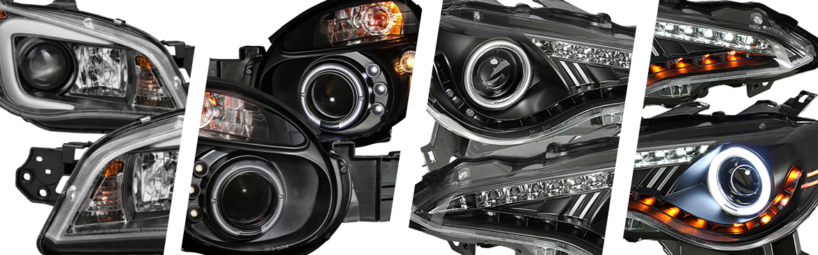 Photo collage of headlights.