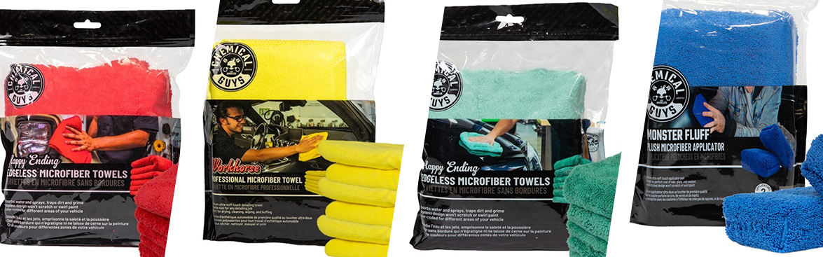 Photo collage of microfiber towels.