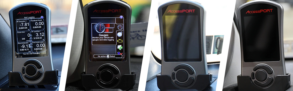 Photo collage of Accessport vent mounts.