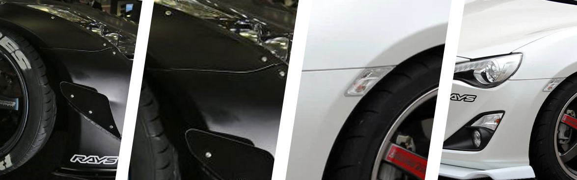 Photo collage of cars with sidemarkers.