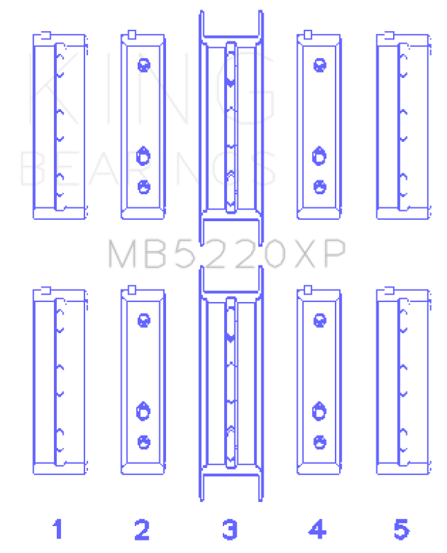 King Subaru WRX/STi EJ20 EJ22 EJ25 Flange #3 Position Performance Main Bearing Set - Size STDX - MB5220XPSTDX - Specs