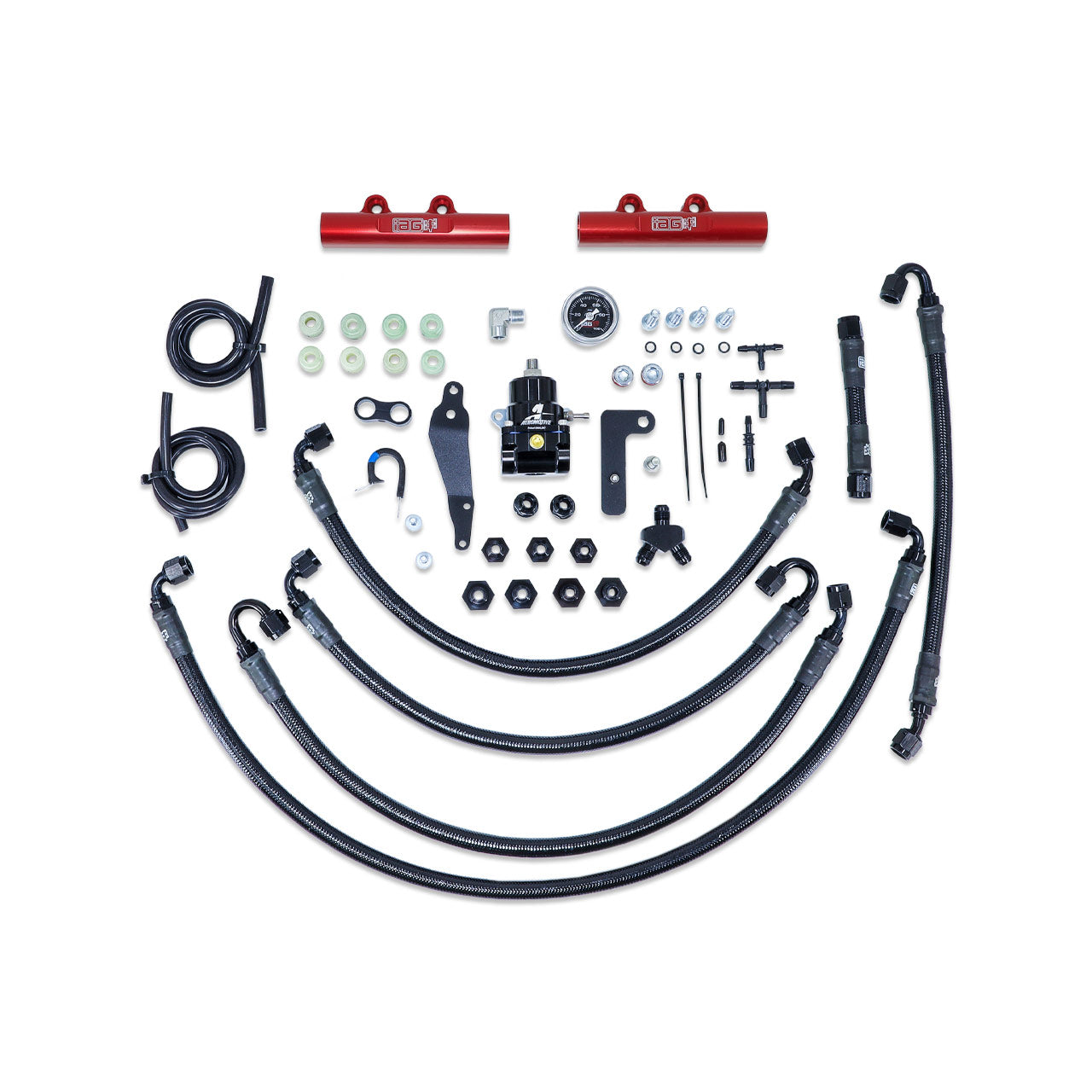 IAG PTFE Fuel System Kit w/ Aeromotive FPR, IAG Fuel Rails for 08-14 WRX, 08-21 STI