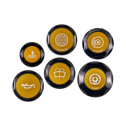 IAG Revolve Engine Bay Dress-Up Cap Kit for 02-07 WRX, 04-07 STI, 04-08 FXT - Includes Oil, Brake, Clutch, Coolant, Washer & Power Steering Caps