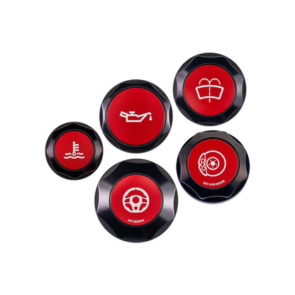 IAG Revolve Engine Bay Dress-Up Cap Kit for 15-21 STI - Includes Oil, Brake, Power Steering, Coolant & Washer Caps