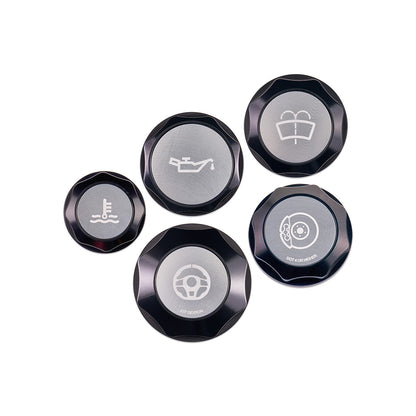 IAG Revolve Engine Bay Dress-Up Cap Kit for 15-21 STI - Includes Oil, Brake, Power Steering, Coolant & Washer Caps