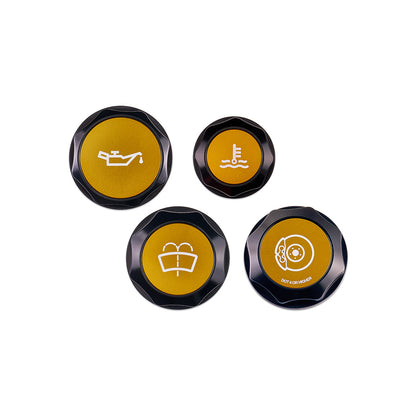 IAG Revolve Engine Bay Dress-Up Cap Kit for 15-21 WRX - Includes Oil, Brake, Coolant & Washer Caps