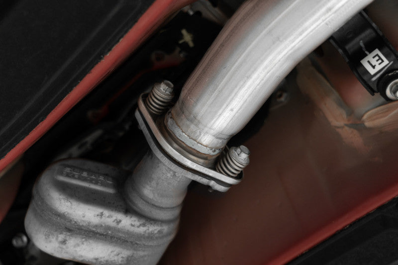 MBRP 12-22 Subaru BRZ 17-22 Toyota GR86 Stainless Steel 3in Cat-Back-Single Rear Exit w Burnt Tip - S48063BE - Close Up