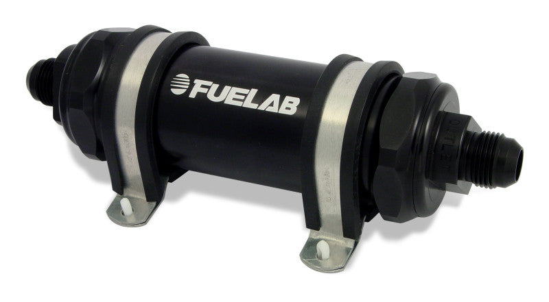 Fuelab 828 In-Line Fuel Filter Long -6AN In/Out 100 Micron Stainless - Black - 82821-1 - Primary