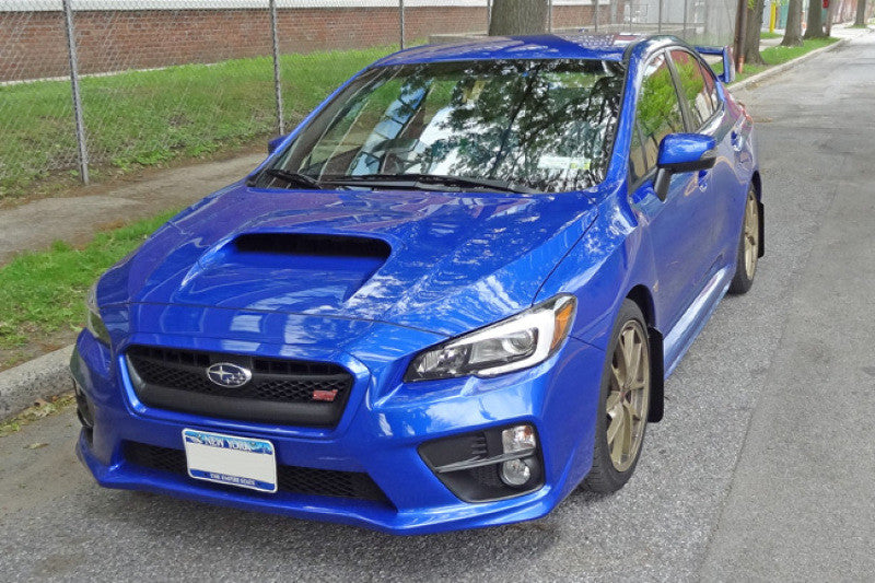 Rally Armor 15-21 Subaru WRX/STI (Sedan ONLY) White UR Mud Flap w/ Red Logo - MF32-UR-WH/RD - Installed 3