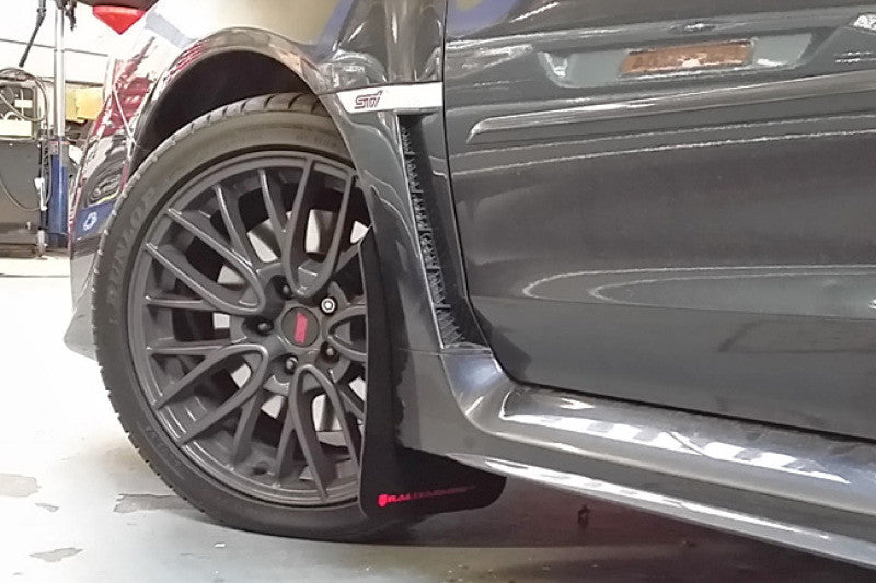 Rally Armor 15-21 Subaru WRX/STI (Sedan ONLY) White UR Mud Flap w/ Black Logo -  - Installed 11