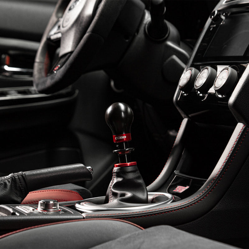 COBB Subaru 6-Speed Weighted COBB Shift Knob - Black w/ Black and Red Collar - 213360-BK - Install 2