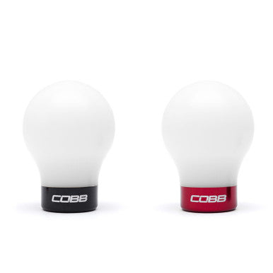COBB Subaru 6-Speed Weighted COBB Shift Knob For 2015-26 Subaru WRX, 04-21 STI, 06-12 LGT - White w/ Black and Red Collar - 213360-W
