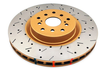 DBA Front 4000 Series XS Gold Drilled & Slotted Brake Rotor For 2008-14 Subaru WRX, 04-17 WRX STI