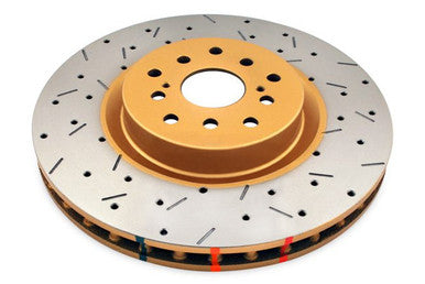 DBA Front 4000 Series XS Gold Drilled & Slotted Brake Rotor For 2008-14 Subaru WRX, 04-17 WRX STI - DBA4654XS-10
