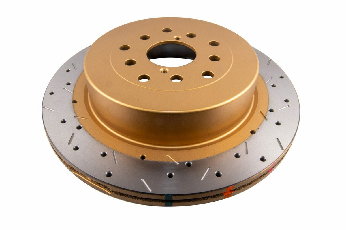 DBA Rear 4000 Series XS Gold Drilled & Slotted Brake Rotor For 2004-07 Subaru WRX STI