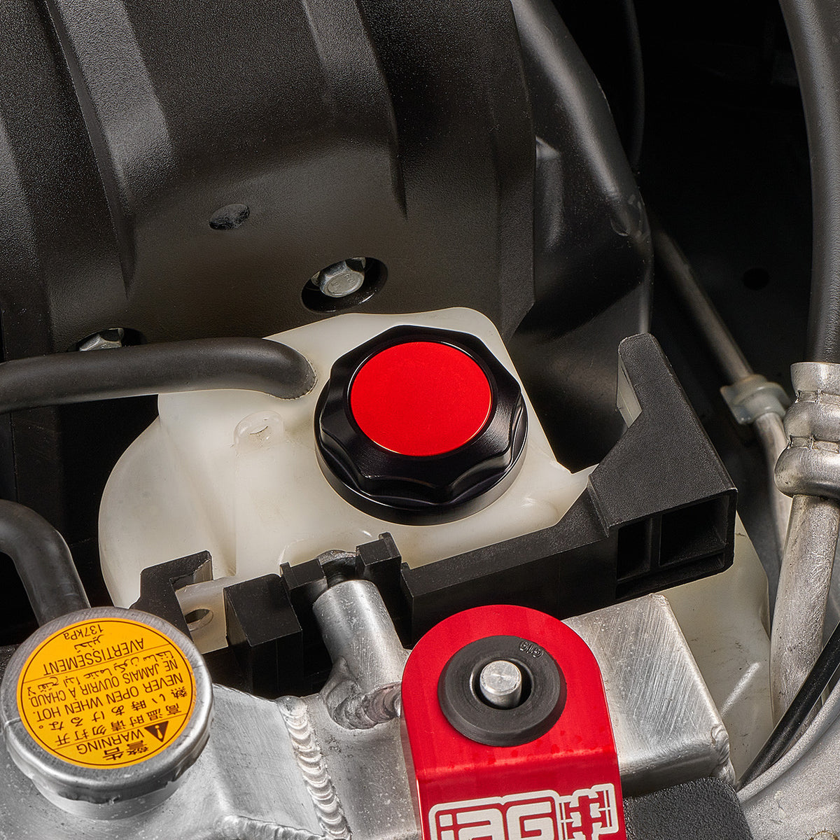 IAG Revolve Coolant Reservoir Cap w/ Anodized Color Accent - Installed 2