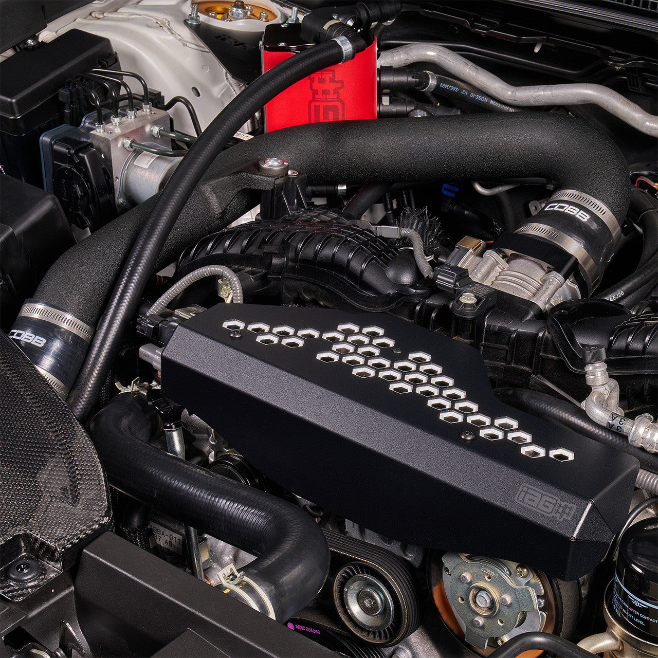 IAG Alternator Cover For 2022-26 WRX - White Installed Close-up