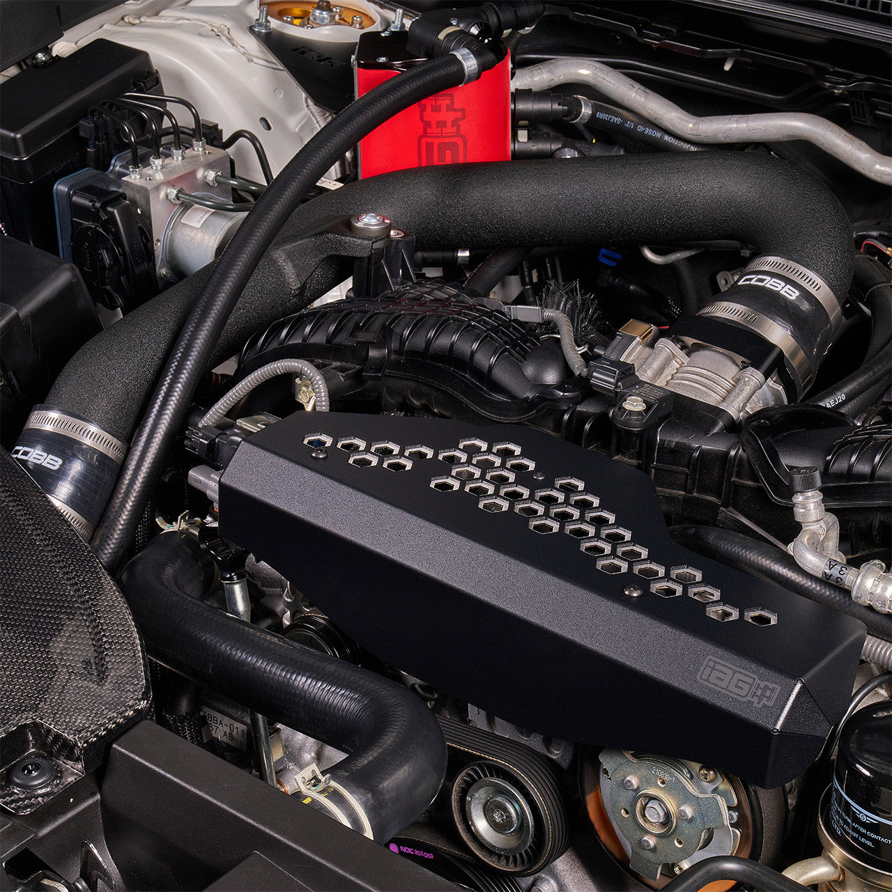 IAG Alternator Cover For 2022-26 WRX - Stainless Installed Close-up
