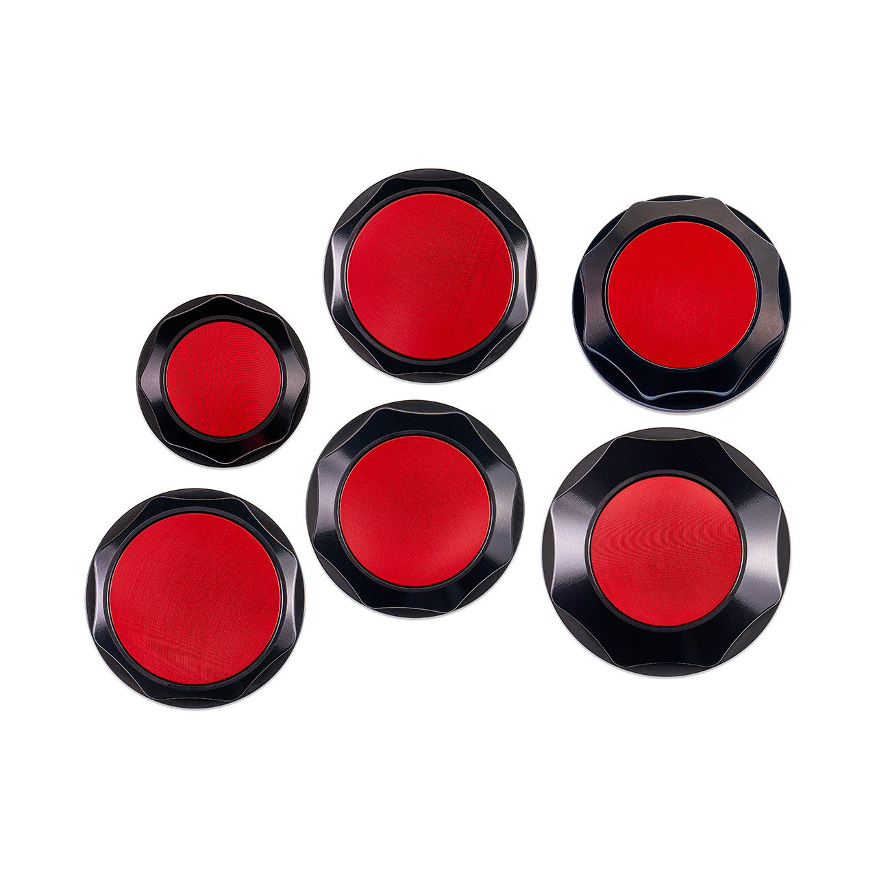 IAG Revolve Engine Bay Dress-Up Cap Kit for 02-07 WRX, 04-07 STI, 04-08 FXT - Red Back