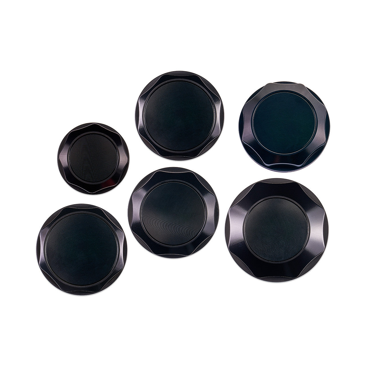 IAG Revolve Engine Bay Dress-Up Cap Kit for 02-07 WRX, 04-07 STI, 04-08 FXT - Black Back Set