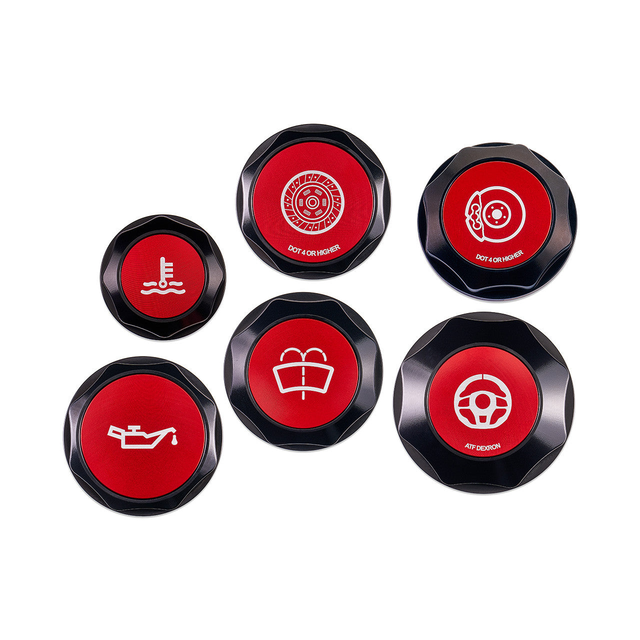 IAG Revolve Engine Bay Dress-Up Cap Kit for 08-14 WRX / STI, 05-09 LGT - Red Set Front