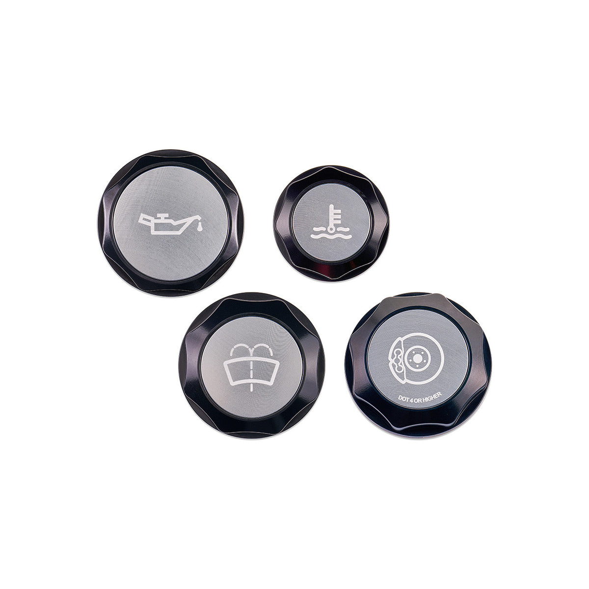 IAG Revolve Engine Bay Dress-Up Cap Kit for 15-21 WRX - Silver Set Front