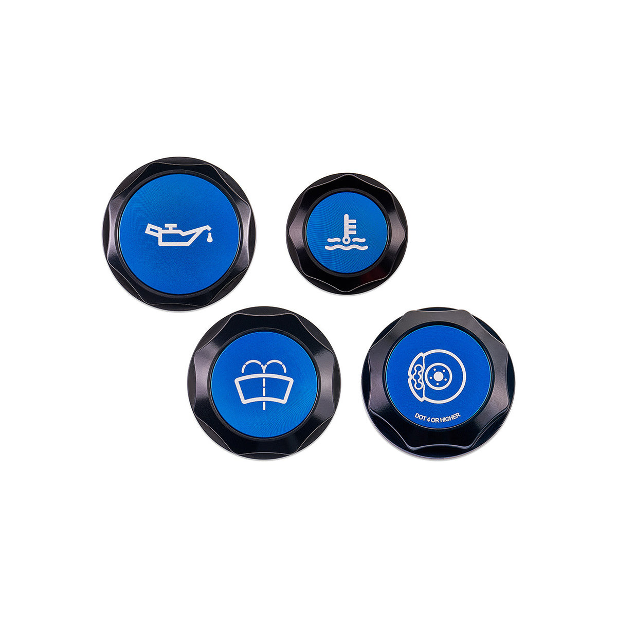 IAG Revolve Engine Bay Dress-Up Cap Kit for 15-21 WRX - Blue Set Front