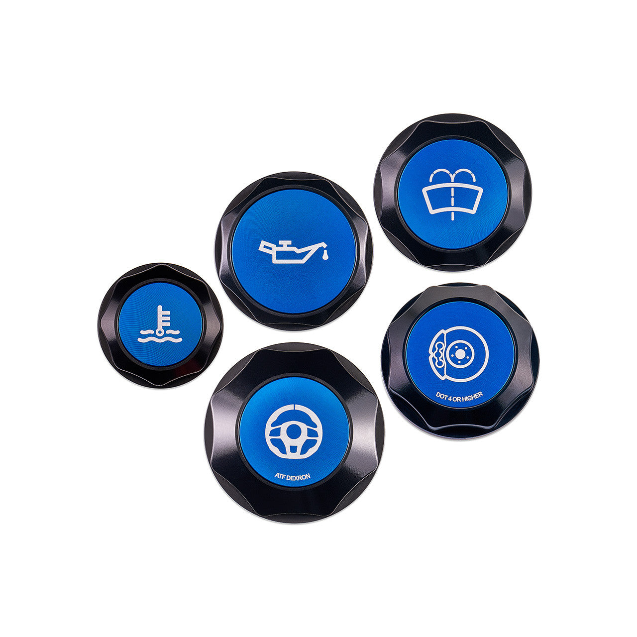 IAG Revolve Engine Bay Dress-Up Cap Kit for 15-21 STI - Blue Set Front