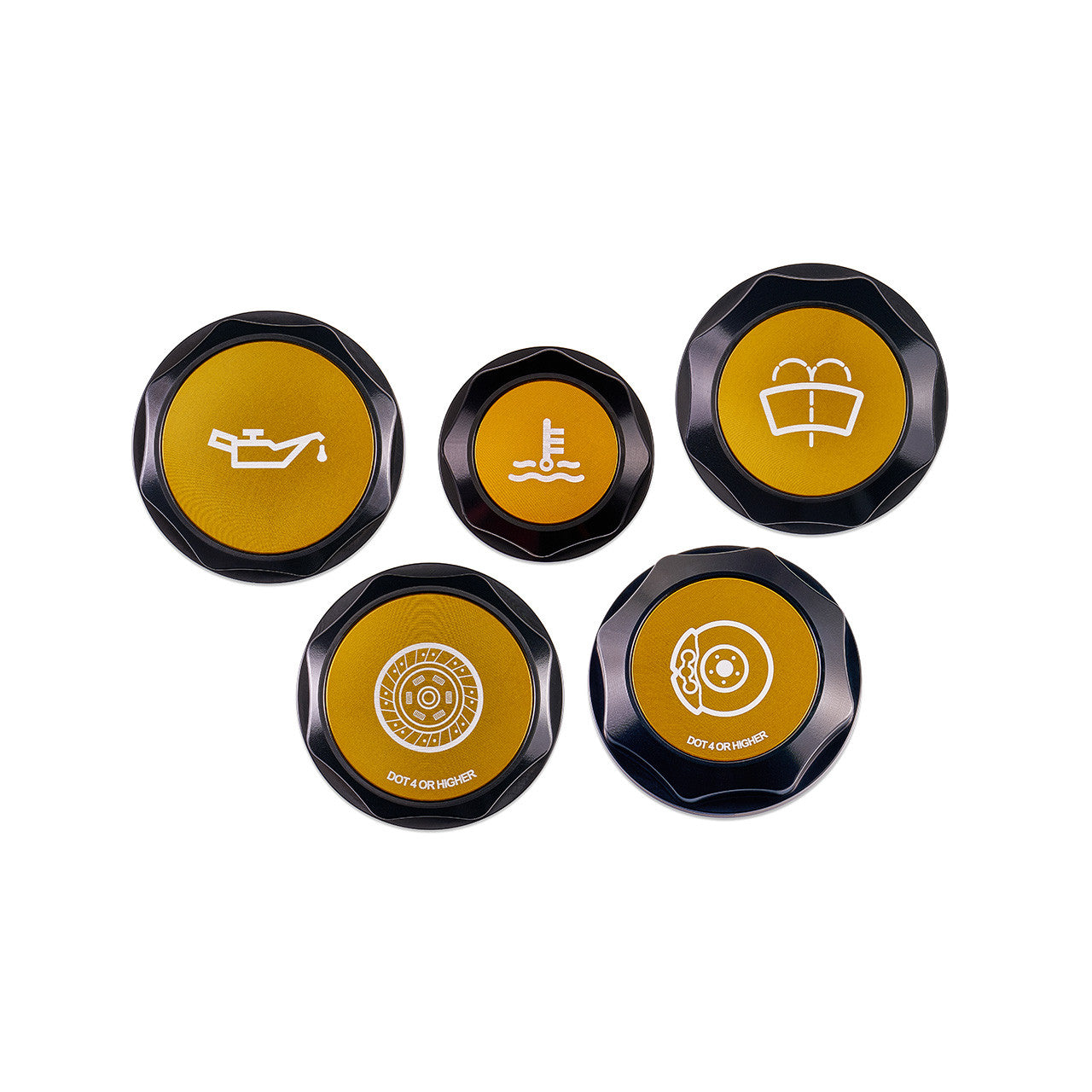 IAG Revolve Engine Bay Dress-Up Cap Kit for 13-24 BRZ - Gold Set Front
