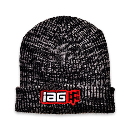 IAG Boxer Logo Marled Cuffed Beanie (Black/Gray) Front