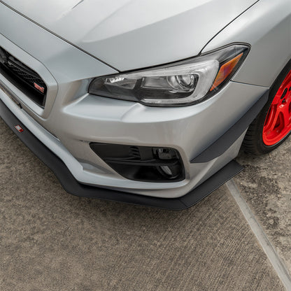 IAG Front Splitter with Straight Endplate Winglets For 2015-21 Subaru WRX & STI - Angle 1 - Matte Black