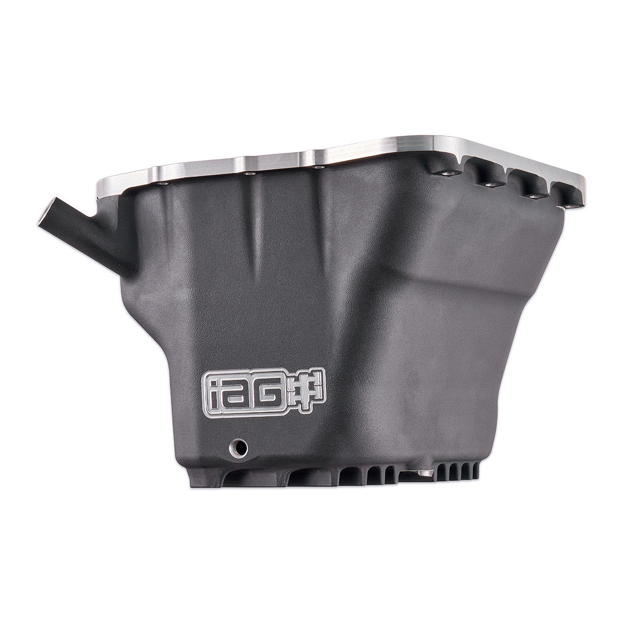 IAG Performance EJ Street Series Oil Pan with Black Finish For WRX, STI, LGT,  Side Angle 2