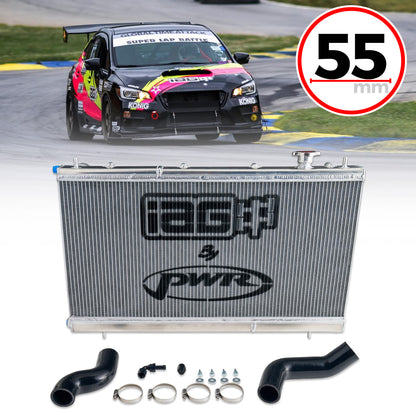 IAG Triple Pass Competition Series 55mm Radiator for 2008-14 Subaru WRX, 08-21 STI