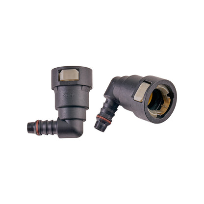 IAG 5/8" SAE Quick Connect Female to 3/8" Hose Barb 90 Degree Fitting