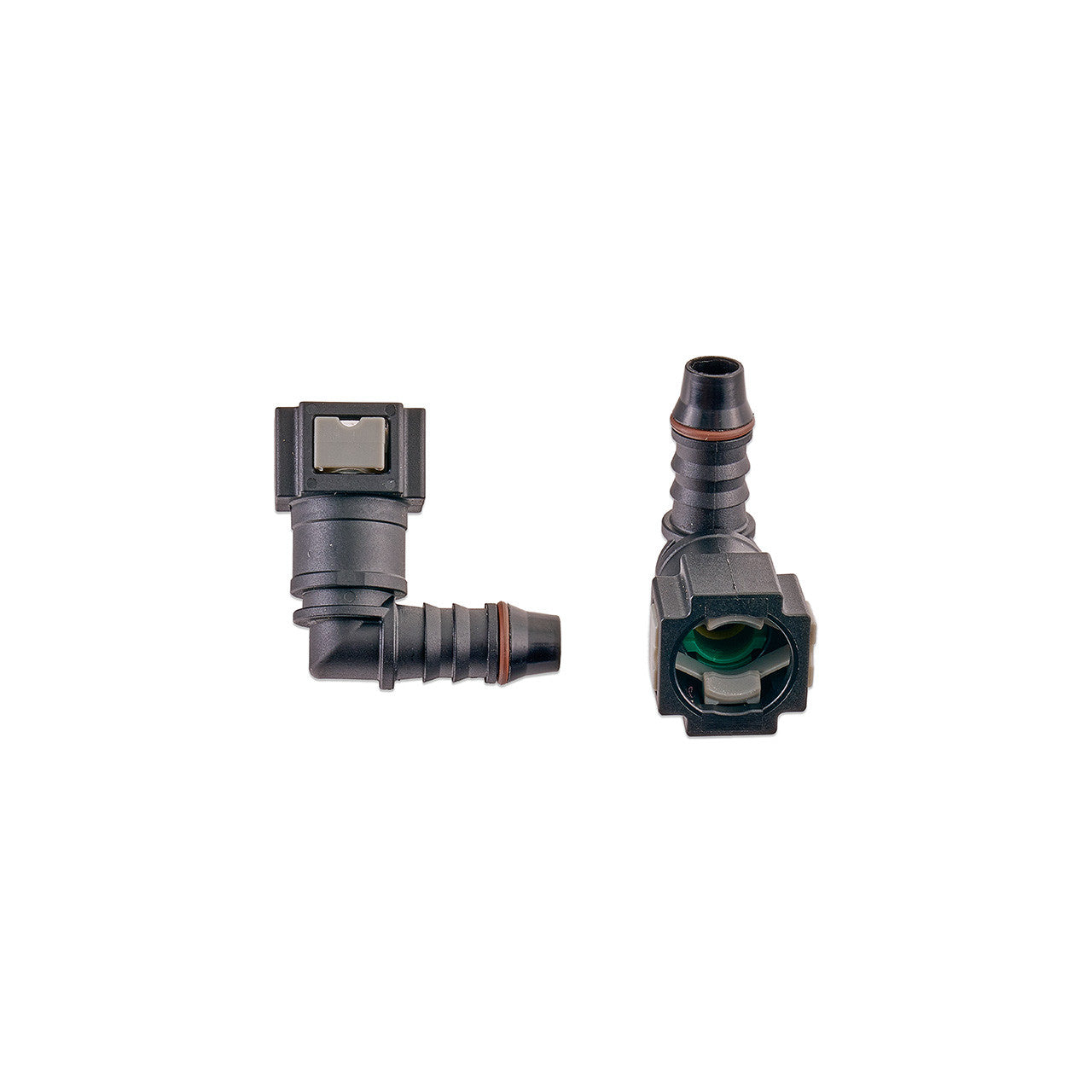 IAG 5/16" SAE Quick Connect Female to 8mm Hose Barb Right Angled (90 degrees)