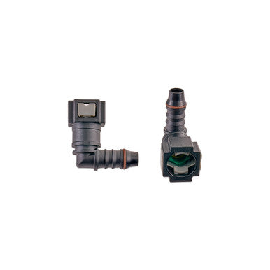 IAG 5/16" SAE Quick Connect Female to 8mm Hose Barb Right Angled (90 degrees)