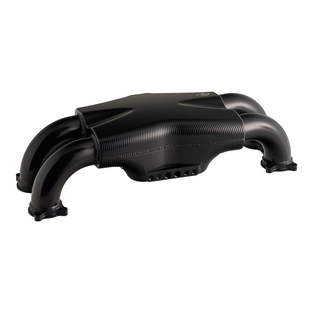 Corsa Veloce "Competizione" Forward Facing Billet Intake Manifold for OE 64mm T-Body - Black Finish - Angle 2