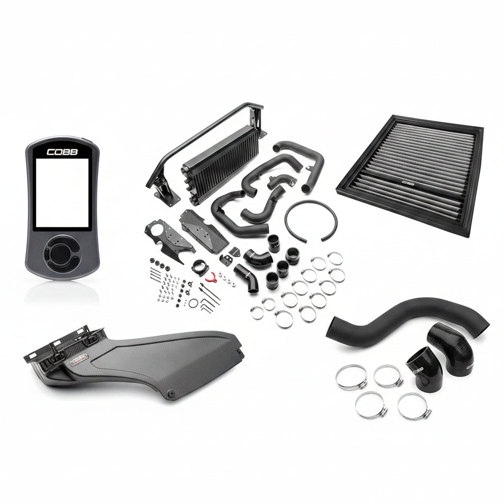 COBB Stage 2 Power Package w/Black FMIC & Matte Carbon Fiber Scoop For 2022+ Subaru WRX