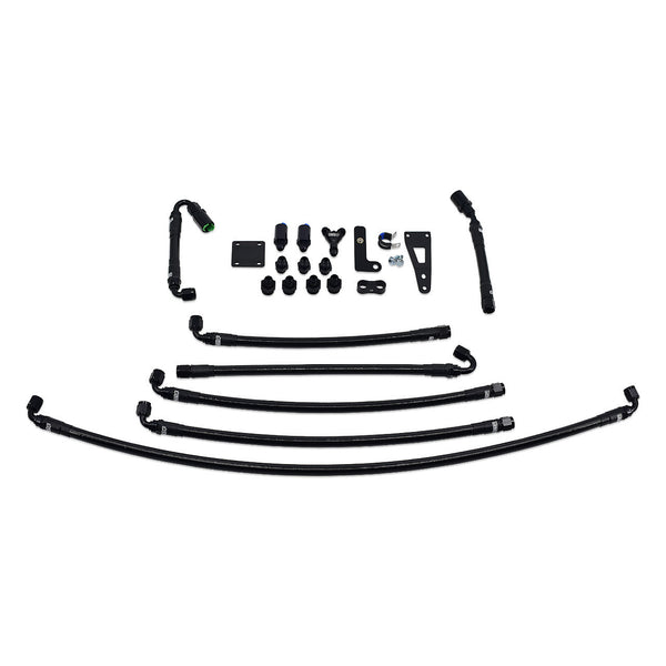 IAG Performance PTFE Fuel Line Kit Parts Layout for use with COBB Flex Fuel Sensor in the 06-07 WRX, 06-07 STI