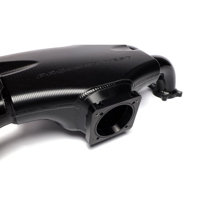 IAG Subaru STI Process West Intake Manifolds Big Bore 76mm Throttle Body Adapter - Installed - Angled