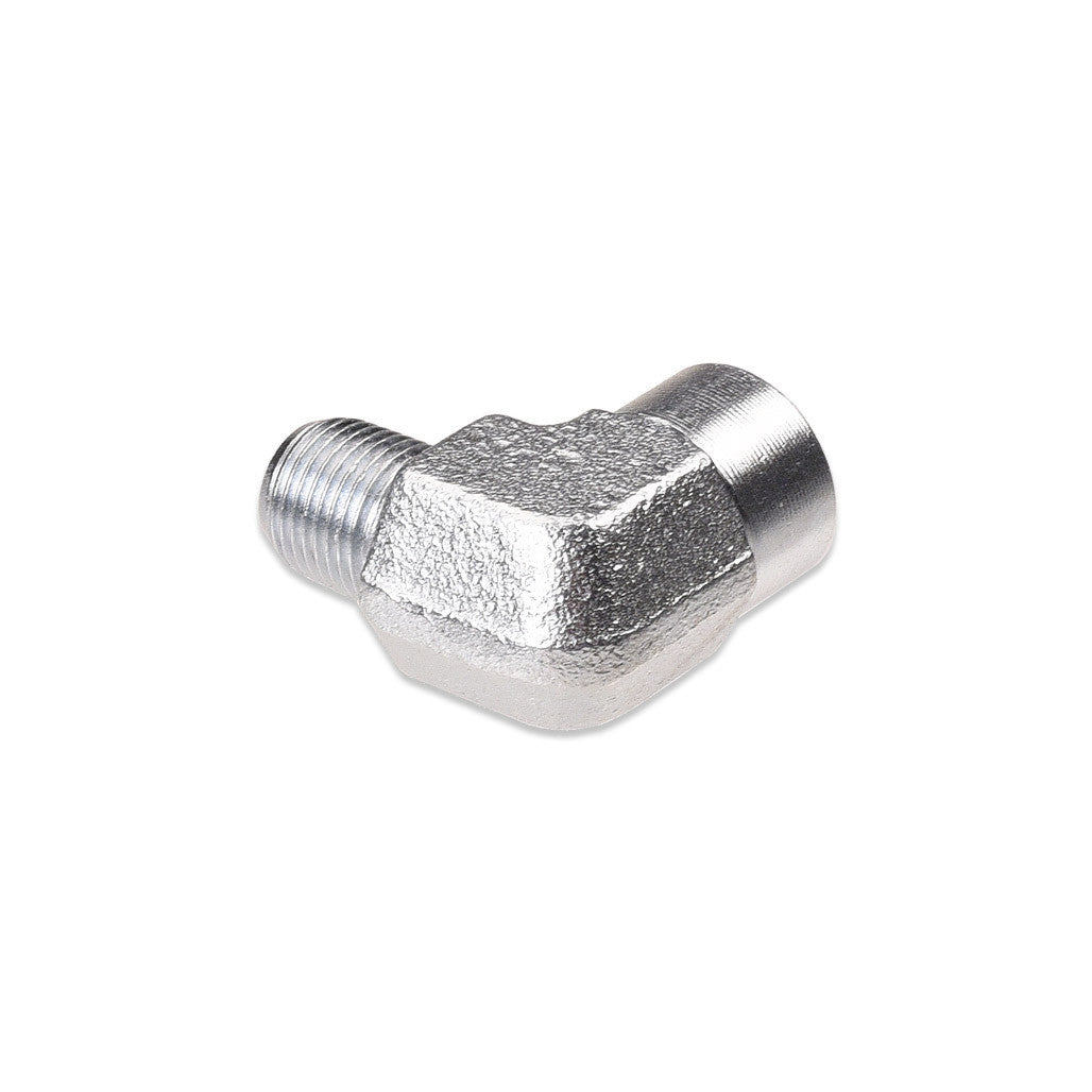 IAG 90 Degree 1/8 inch NPT Male to Female Zinc Plated Fitting Rear Angle