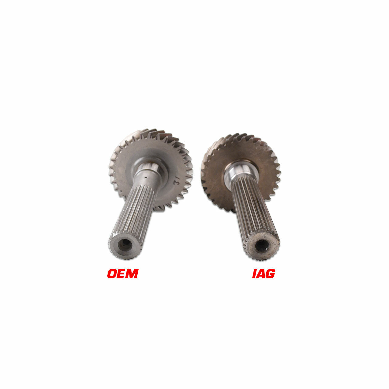 IAG Chromoly Transfer Gears vs OEM Subaru 06+ 6-Speed STI