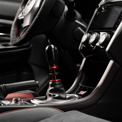 COBB Subaru 6-Speed Tall Weighted COBB Shift Knob - Black (Incl. Both Red + Blk Collars) - Installed 2