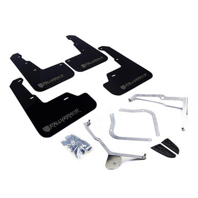 Rally Armor 15-21 Subaru WRX/STI Black Mud Flap Grey Altered Font Logo - MF32-UR-BLK/GRY-X