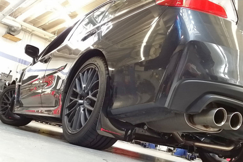 Rally Armor 15-21 Subaru WRX/STI (Sedan ONLY) White UR Mud Flap w/ Black Logo -  - Installed 13