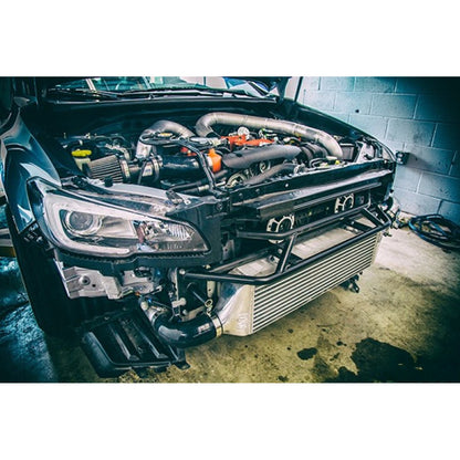 Turbo XS Front Mount Intercoooler with Wrinkle Red Pipes for 15-21 STI - Installed 1